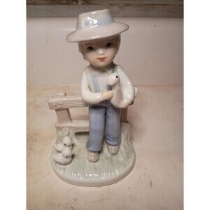 Vintage Harvest Collection Boy Figurine with Ducks  5.25" Porcelain